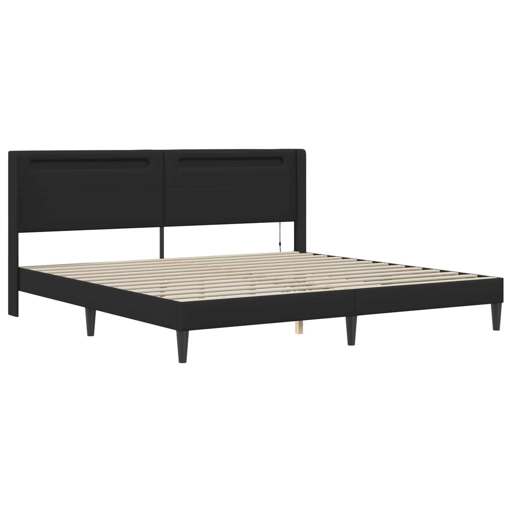Bed Frame with Mattress Black 180 X 200 Cm Faux Leather