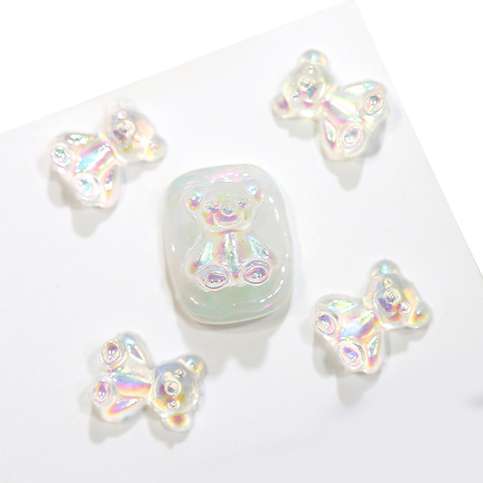 

20 шт. милые украшения для ногтей в виде медведя, смоляные кристаллы, стразы «Аврора», красочные подвески для ногтей, аксессуары для поделок D