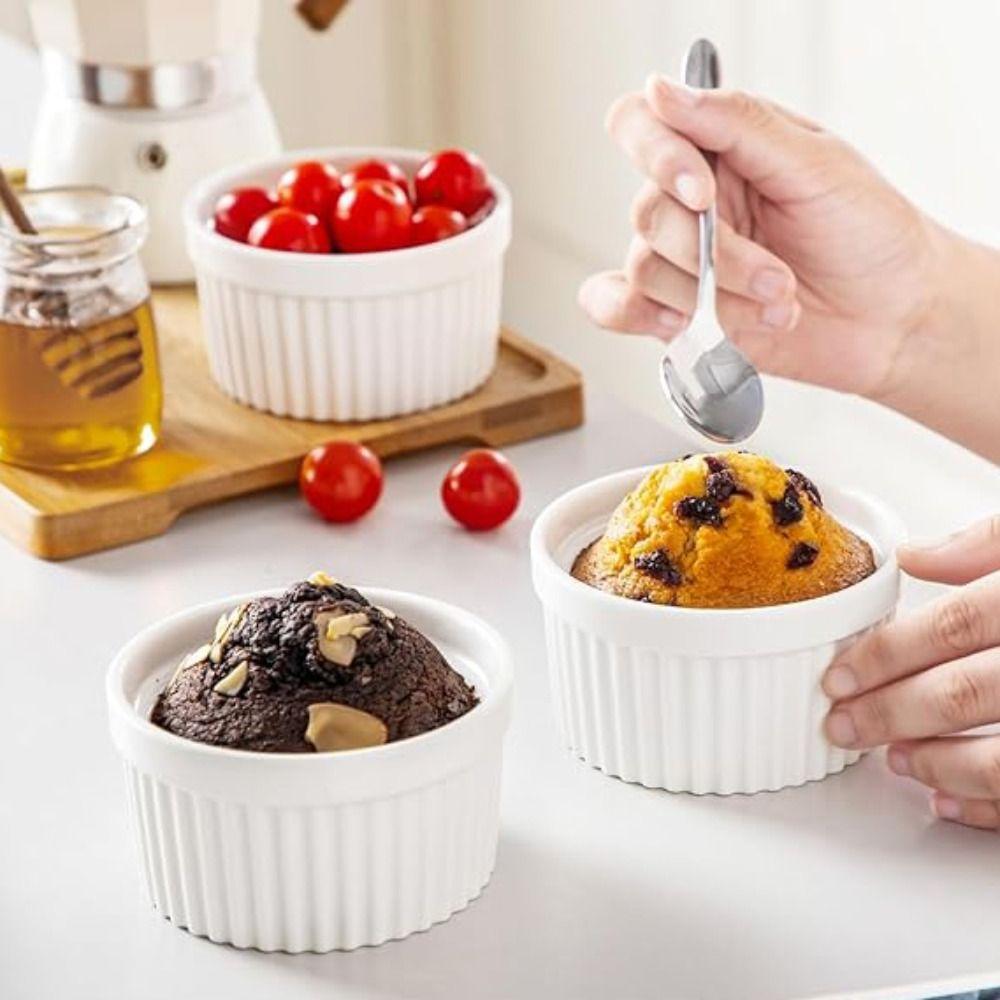 6pcs 8 Oz Ramekin with Lid Pudding Cup Multifunctional Dessert Cup Custard