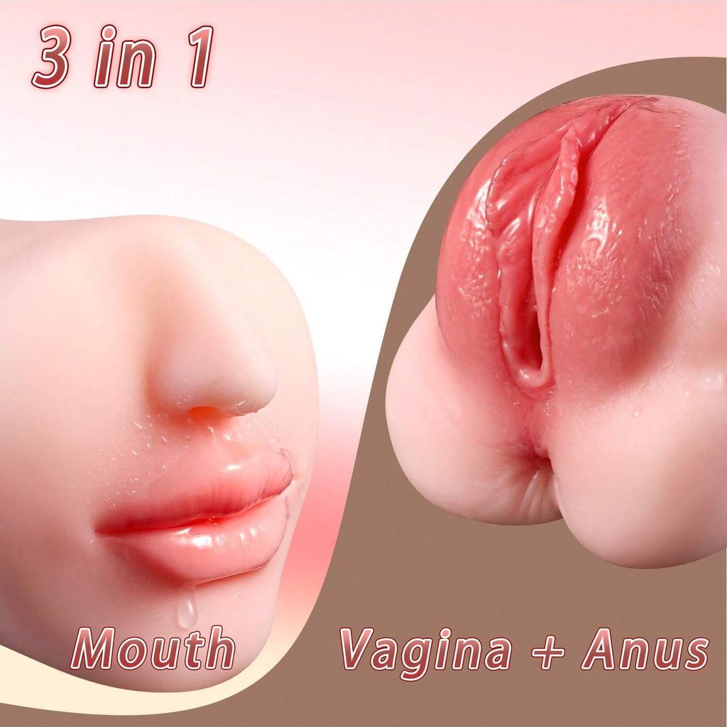 3 v 1 vaginální harémová ústa tříkanálový mužský masturbátor kapesní masturbátor realistický sex panenka Orální sex mužské masturbátory s hlubokým hrdlem