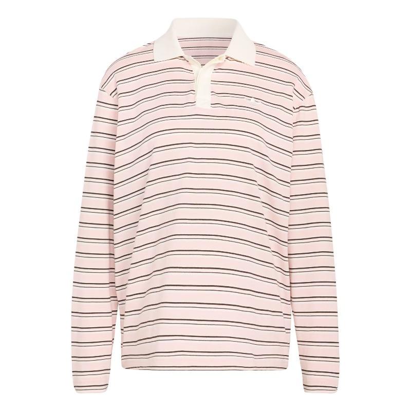 Adidas Originals Striped Oversized Long Sleeve Polo Shirt Women Tops KU8351