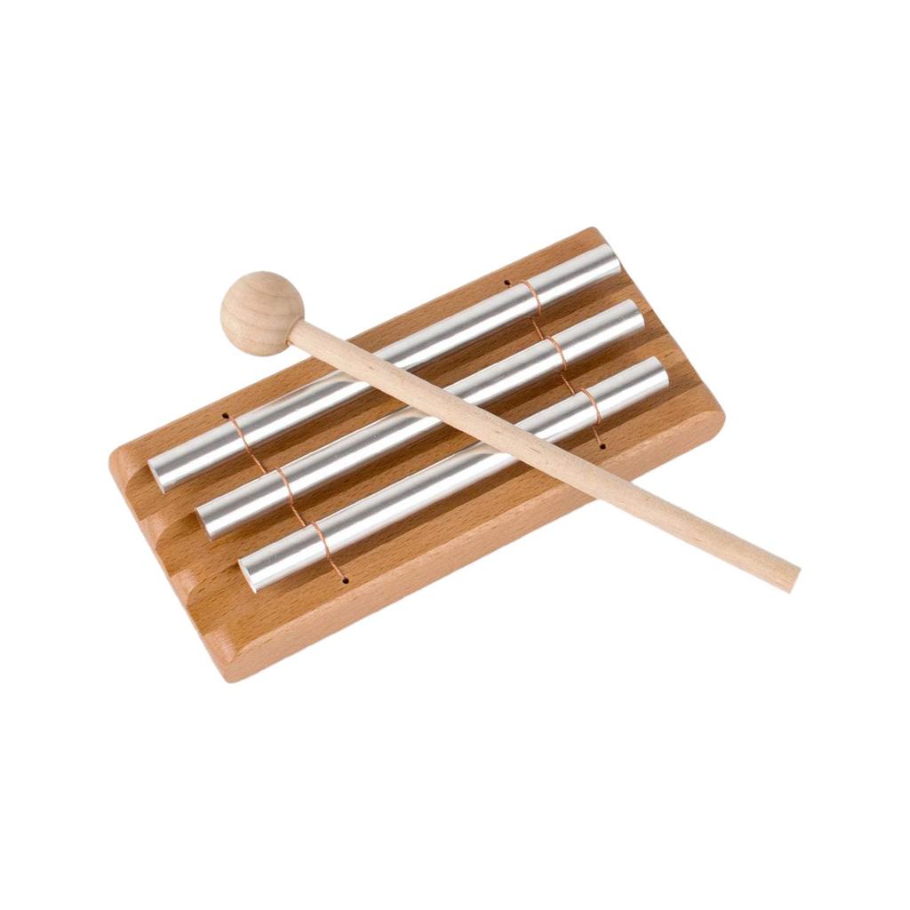 Handglocke mit 3 Tönen Schlaginstrument Aluminiumstab Musikspielzeug Windspiel für Klassenzimmer Gebet Achtsamkeit Schule