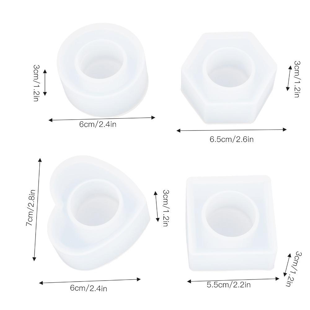 4pcs Hexagon Resin Mold Square Resin Casting Mold Jewelry Tools Silicone Mold Parties