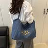 Korean Style Denim Blue Tote Bag Portable Large Capacity Underarm Bag  Travel
