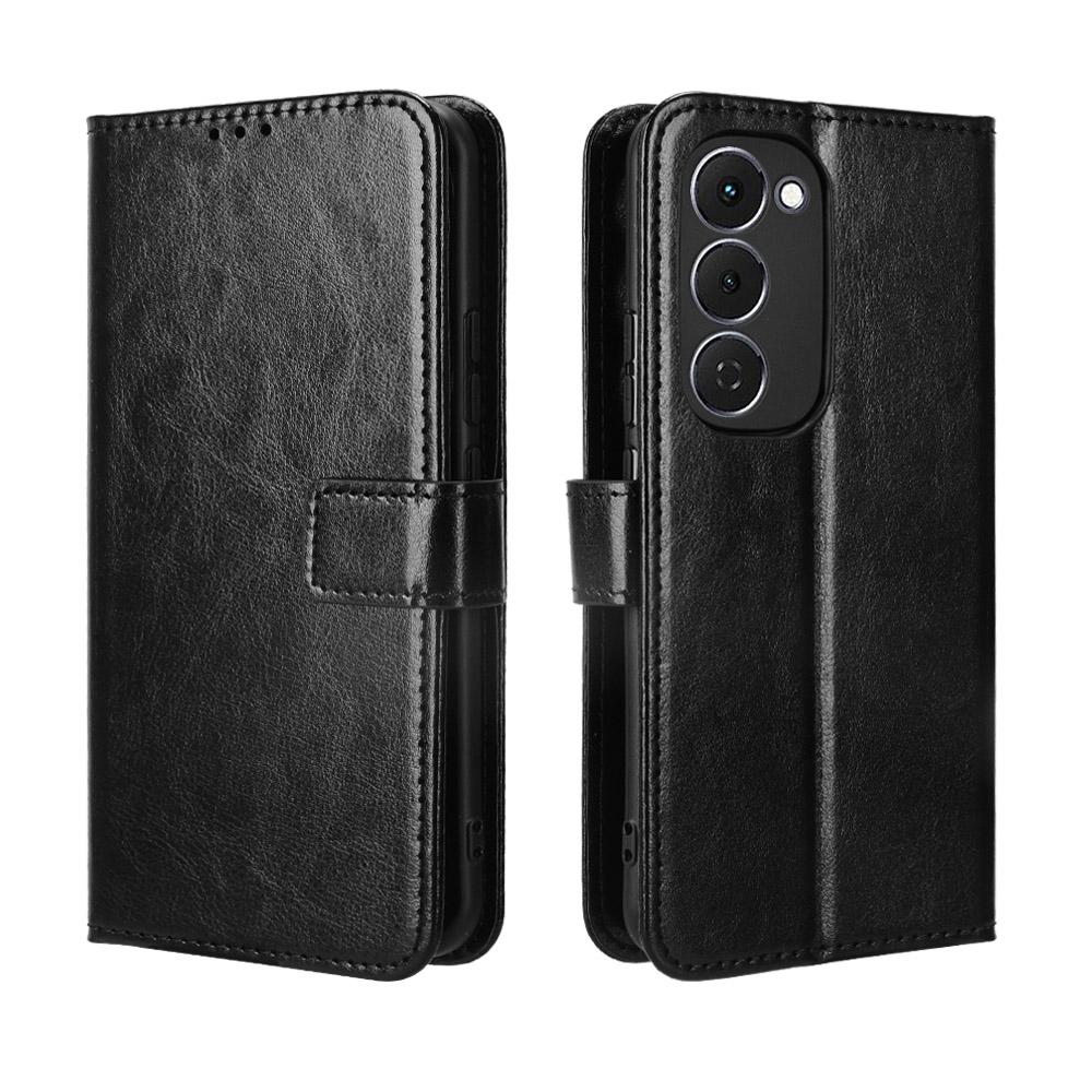For TECNO Spark 40 Pro+ 4G PU Leather Case with Strap Crazy Horse Texture Phone Wallet Cover