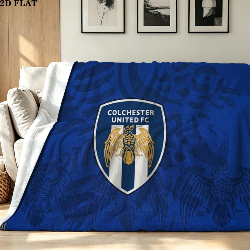 Colchester Utd FC Print Flannel Blanket High Quality Warm Comfortable Cover for All Seasons Perfect for Gifts Home Decor