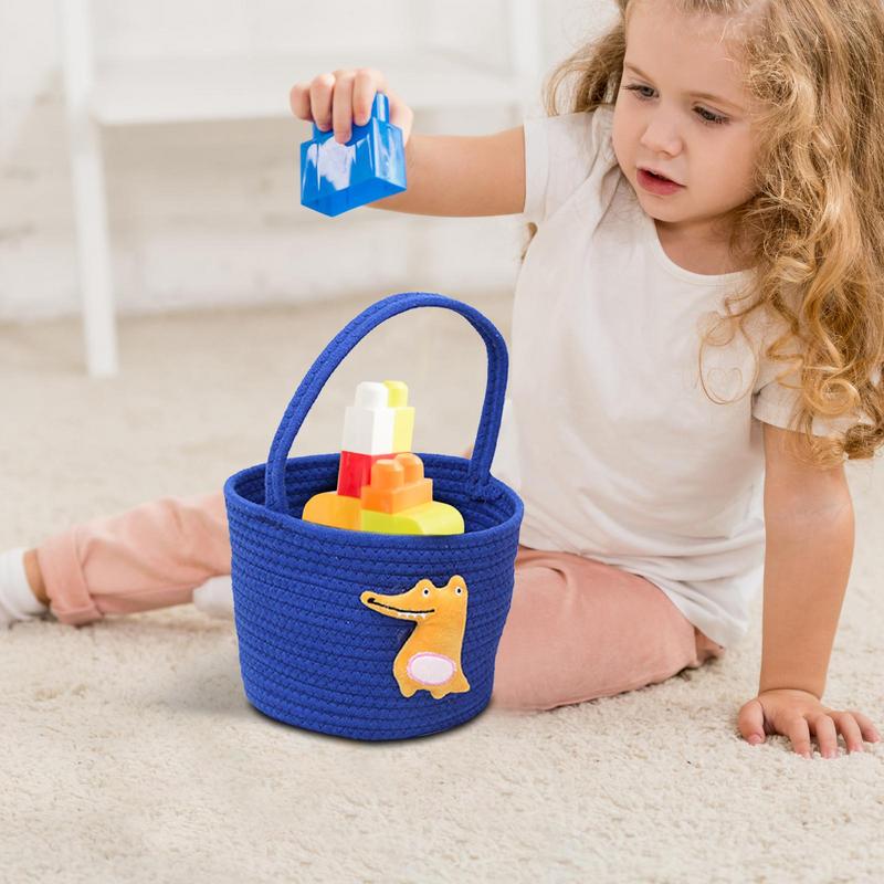 Geflochtener Korb Geflochtener Baby-Wäschekorb Platzsparender Weicher Behälter Handgehaltene Organizer für Zimmer Ostern Wäsche Kinder Hund