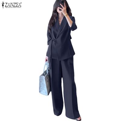Women Long Sleeve Blouse and Pants Casual Two Piece Suit Sets