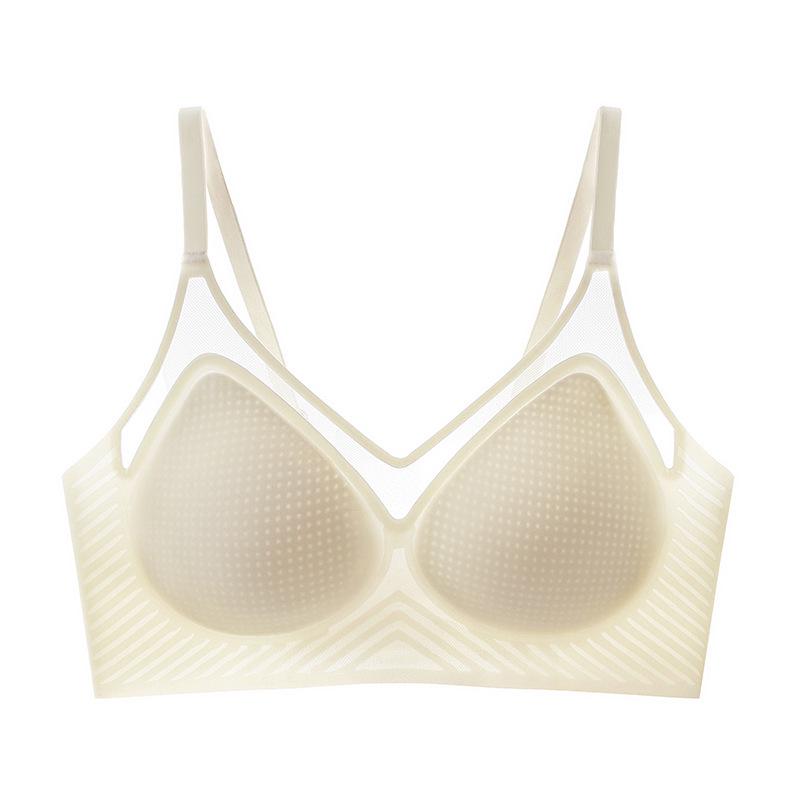 Women's Summer Ultra-Thin Cooling Seamless Bra: Small Bust Lift, Breathable, Anti-Sag, Beautiful Back Design