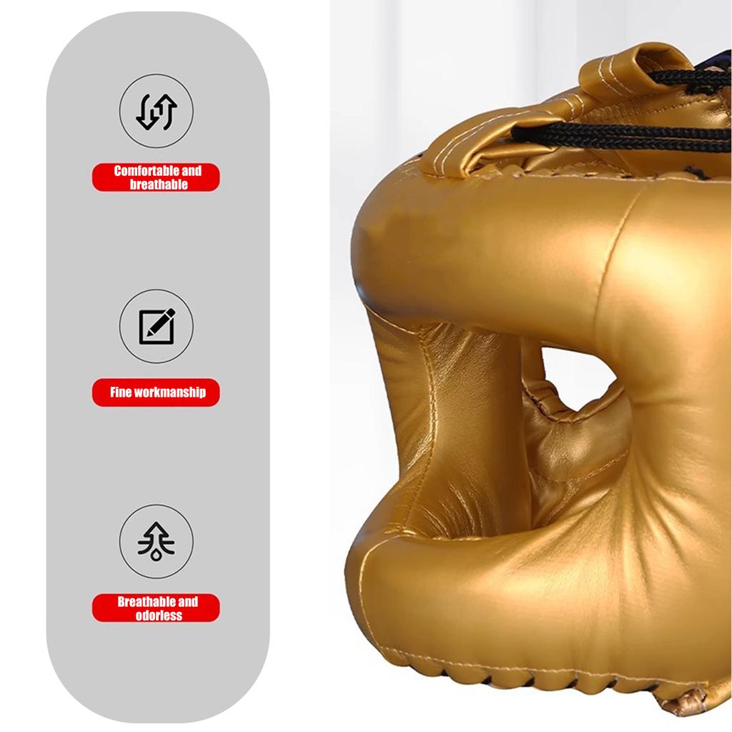 Full Face Kick Boxing Helmets PU Leather Training Sparring Headgear Helmets Martial Art Headgear Protector Enduring