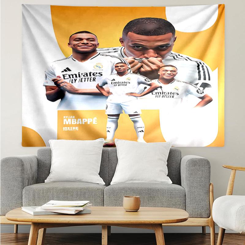 Kylian Mbappé Tapestry for Bedroom Aesthetic Classroom Tapestries Wall Hanging for Living Room Dorm Office,Ideal Creative Gift