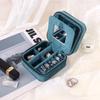 Rhombus Velvet Jewelry Box with Mirror Women Travel Portable Earrings Ring Necklace Storage Display Jewelry Organizer Box