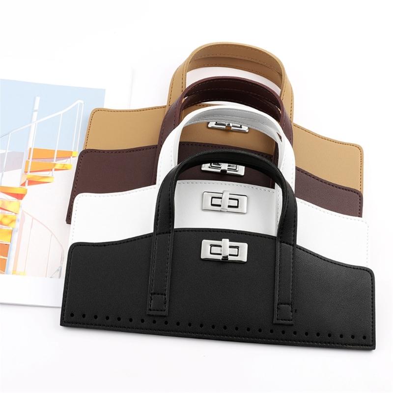 1Set Detachable PU Leather Bag Handle Bag Flap Cover with Lock Replacement Accessorie for DIY Crochet Handbag Sewing Kit