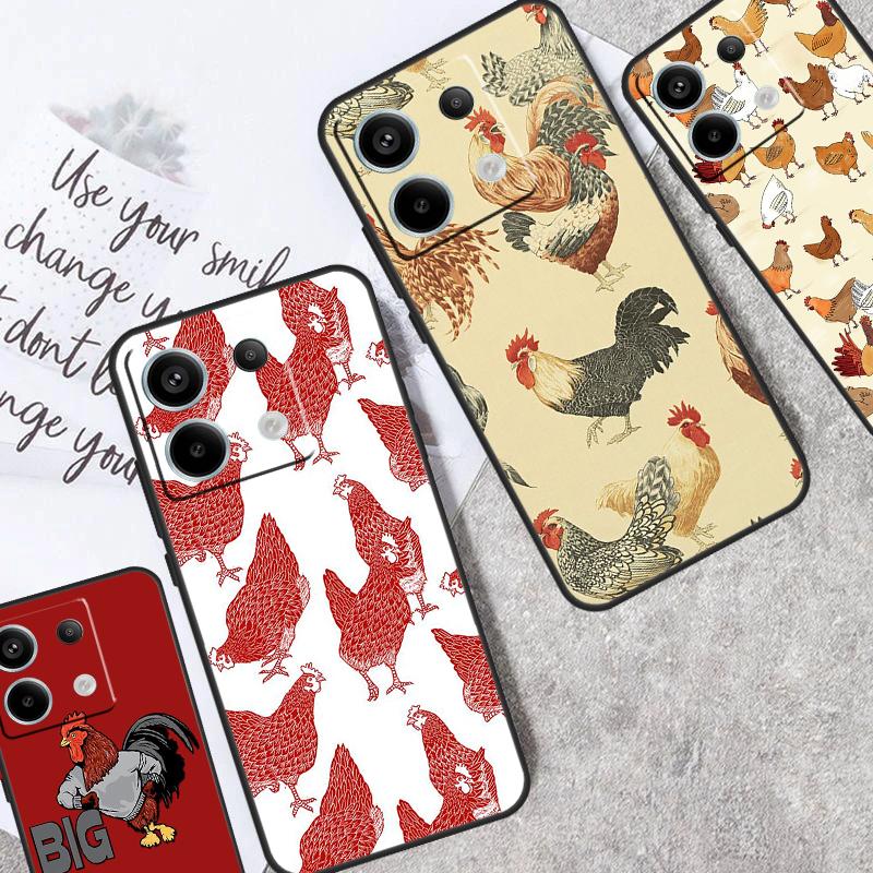 Cartoon Chicken Rooster Case For Xiaomi Redmi Note 12 11 9 10 13 Pro Plus 12S 11S 10S 9S Redmi 13C 9C 10C 12C Cover