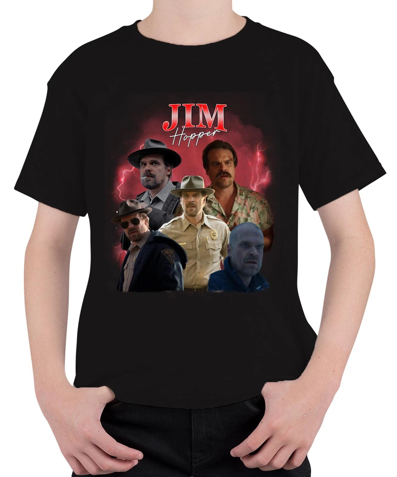 Jim Hopper Stranger Sheriff Hawkins Polizei Geschenk Serie 90s Bootleg Unisex Ki XS