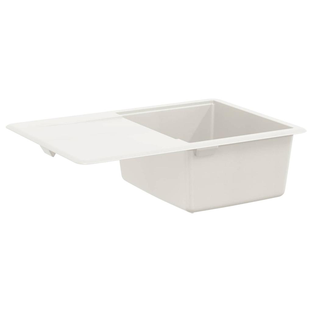 White Kitchen Sink 670 X 460 Mm Made of 80percent  Quartz and 20percent  Resin