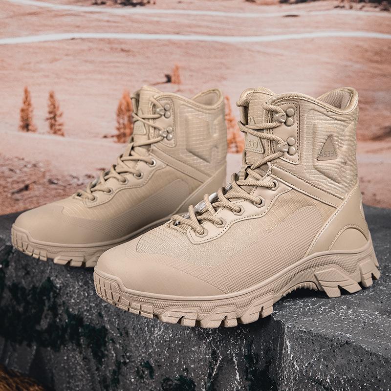 Large Size High-top Wolf Hiking Shoes Martin Boots Outdoor Field Training Battlefield Tactics Military Boots Men's Shoes