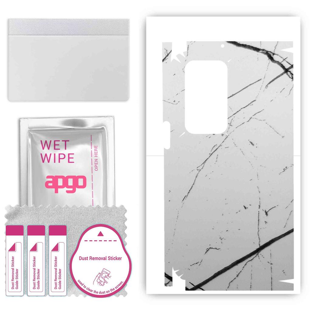 apgo Protective Skin Sticker for the back+sides compatible with Oppo Find N 5G, Full Wrap Film, Foil, Vinyl - Pattern White Marble
