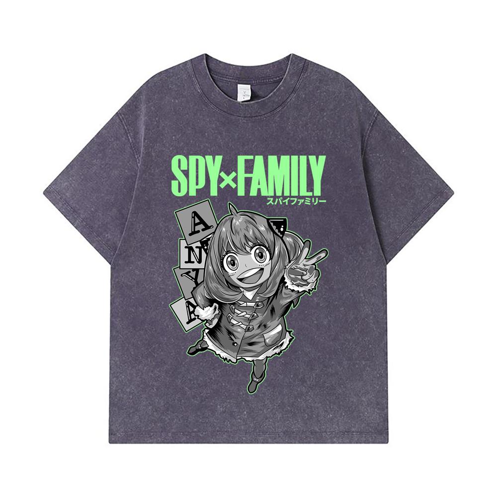 275 GSM Washed T-shirts 100% Cotton Spy x Family V5 Anya Print Unisex Heavy Cotton T Shirt