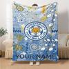 Name Custom Leicester City FC Logo Print Flannel Blanket High Quality Warm Comfortable Cover for All Seasons Perfect for Gifts Home Decor