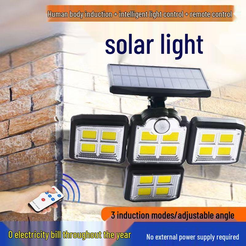 Super Bright Solar-Powered Three-Head Motion Sensor Outdoor Wall Lights