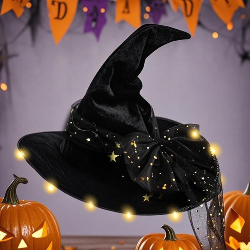 Halloween Wizard Hat Light Up Witch Hat Witch Caps Wizard Costume Accessories for Masquerades Party Decor Cosplay Props