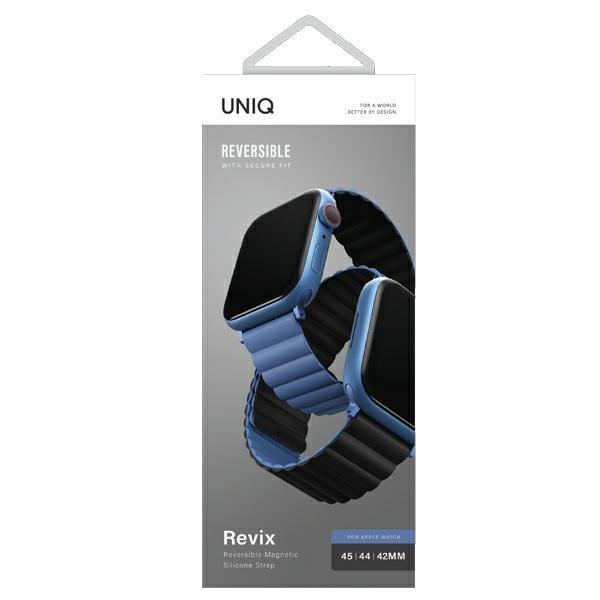 Uniq Revix Strap Apple Watch Series1/2/3/4/5/6/7/8/9/Se/Se2/Ultra/Ultra 2 42/44/45/49Mm. Reversible Magnetic Black-Blue