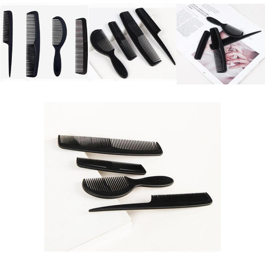 Premium Black Hair Styling Comb Set 4 Pieces Plastic Hair Comb Professional Quality