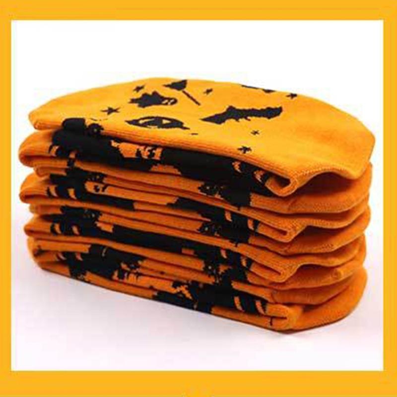 Comfortable Cotton Crew Socks with Spooky Ghostly Pumpkin Pattern for Halloween Festivities Middle Tube Calf Socks
