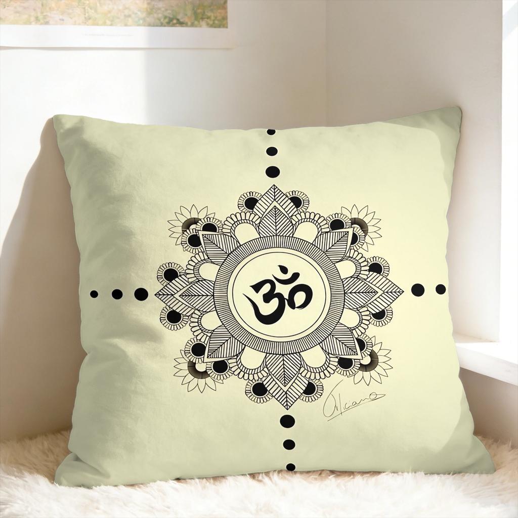 Luxury Golden Mandala Om Pillow Case Square Pillow Cover Morden Cushion Cover For Living Room Bed Chair
