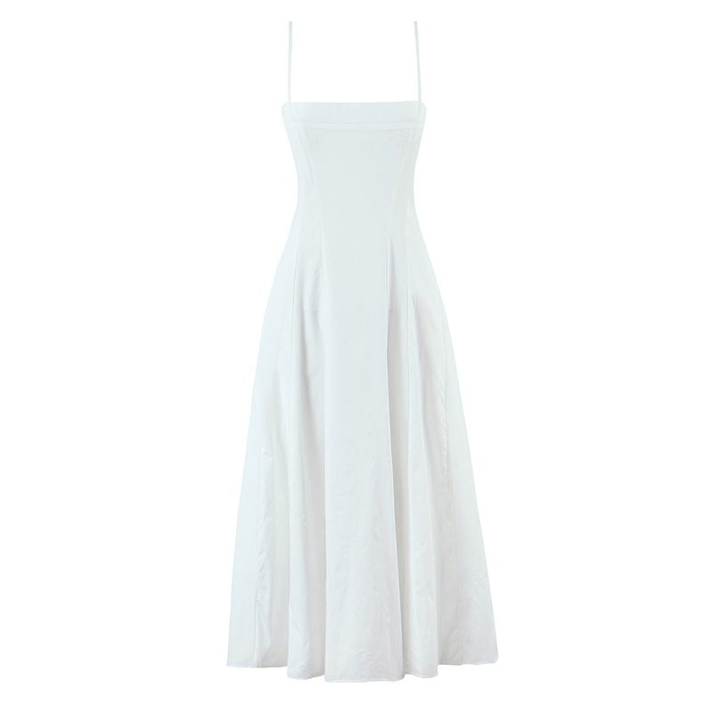 

Летняя поэзия Французский стиль Однотонный Простой стиль Высокий вкус Приталенный Крой Стройнящий Темперамент Длинное платье-бюстье White Slip Skirt S