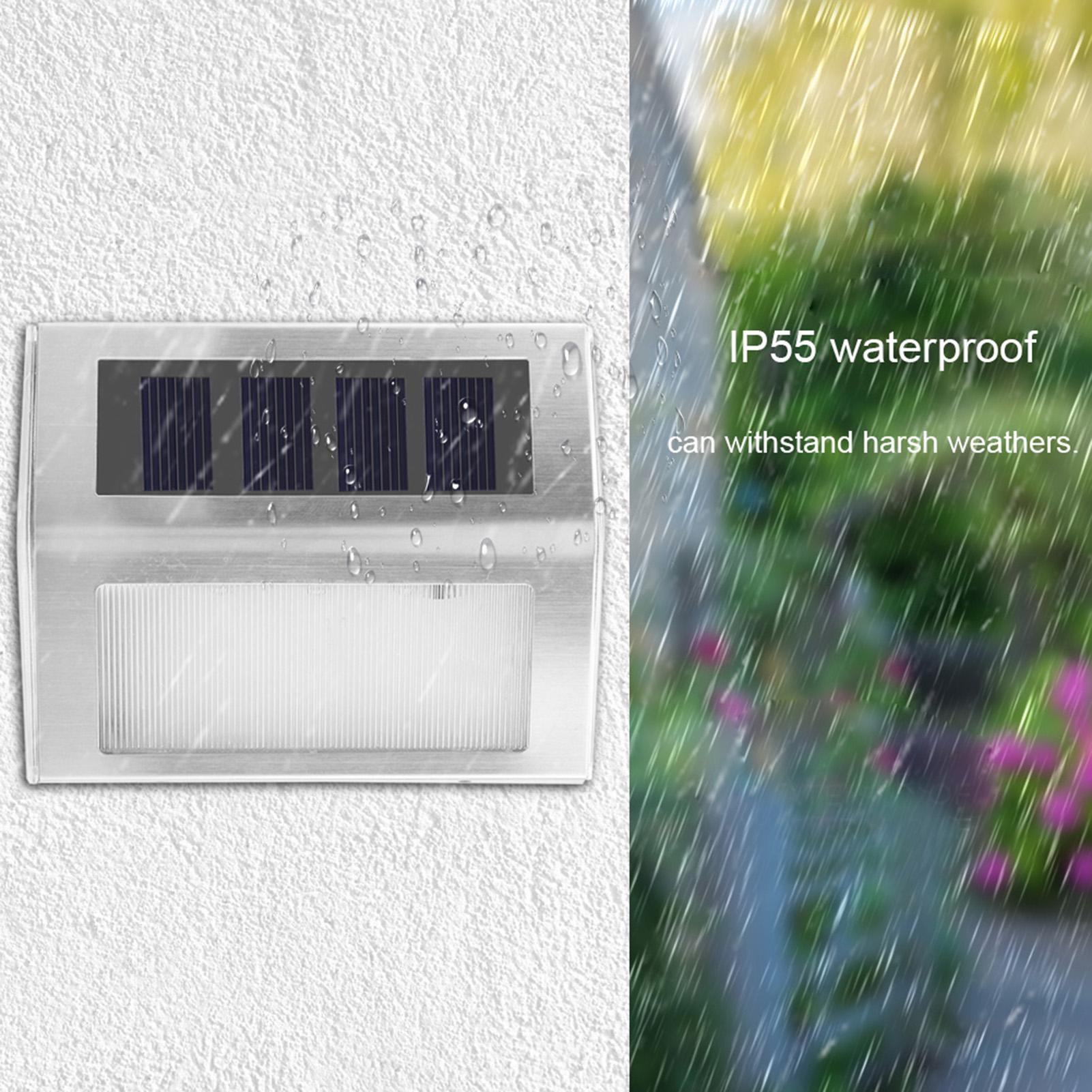 

Stainless Steel 3LED Solar Power Wall Lamp Walkway Waterproof Landscape Light(White Light)