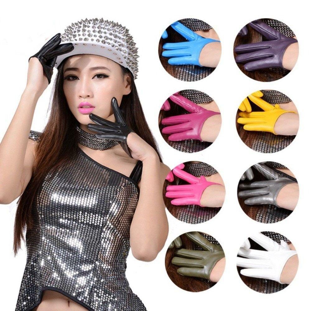 PU Leather Half-palm Gloves Fingerless Patent Leather Gloves Fashion Five Finger Mittens Men