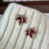 New Niche Fashion Red Maple Leaf Earrings Women's Light Luxury Earrings Retro Simple Crystal Earrings JewelryGiftsWholesale