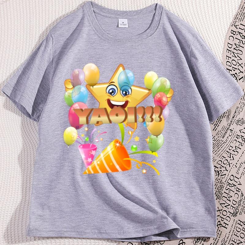 Pastel Yaoi Aesthetic T Shirt Casual Cotton Short Sleeve Round Neck Tees Soft Kawaii Graphic Tees Loose Printed Breathable Tees