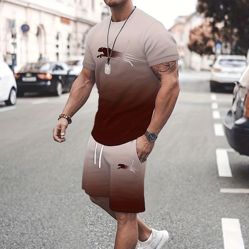 Men's Retro Suit Summer Casual Breathable Refreshing Suit Beach Style Printed 3D Leopard Oversized Men's Loose Top