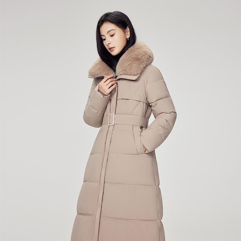 Women’s Long Fur Lapel Windproof Thicken Warm Winter Jacket