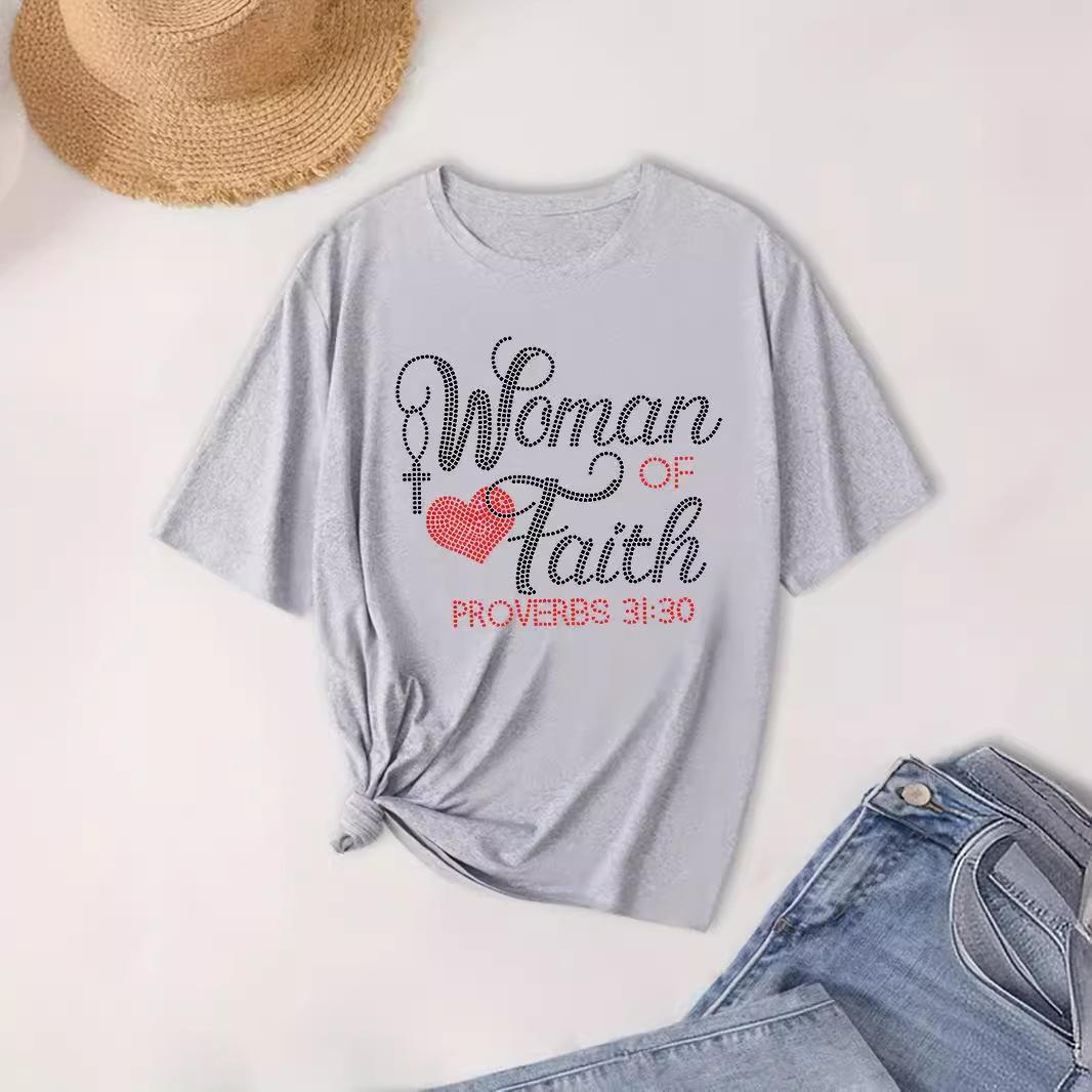 

Woman Letter Printed Round Neck Short Sleeved Women’s T-shirts L светло-серый