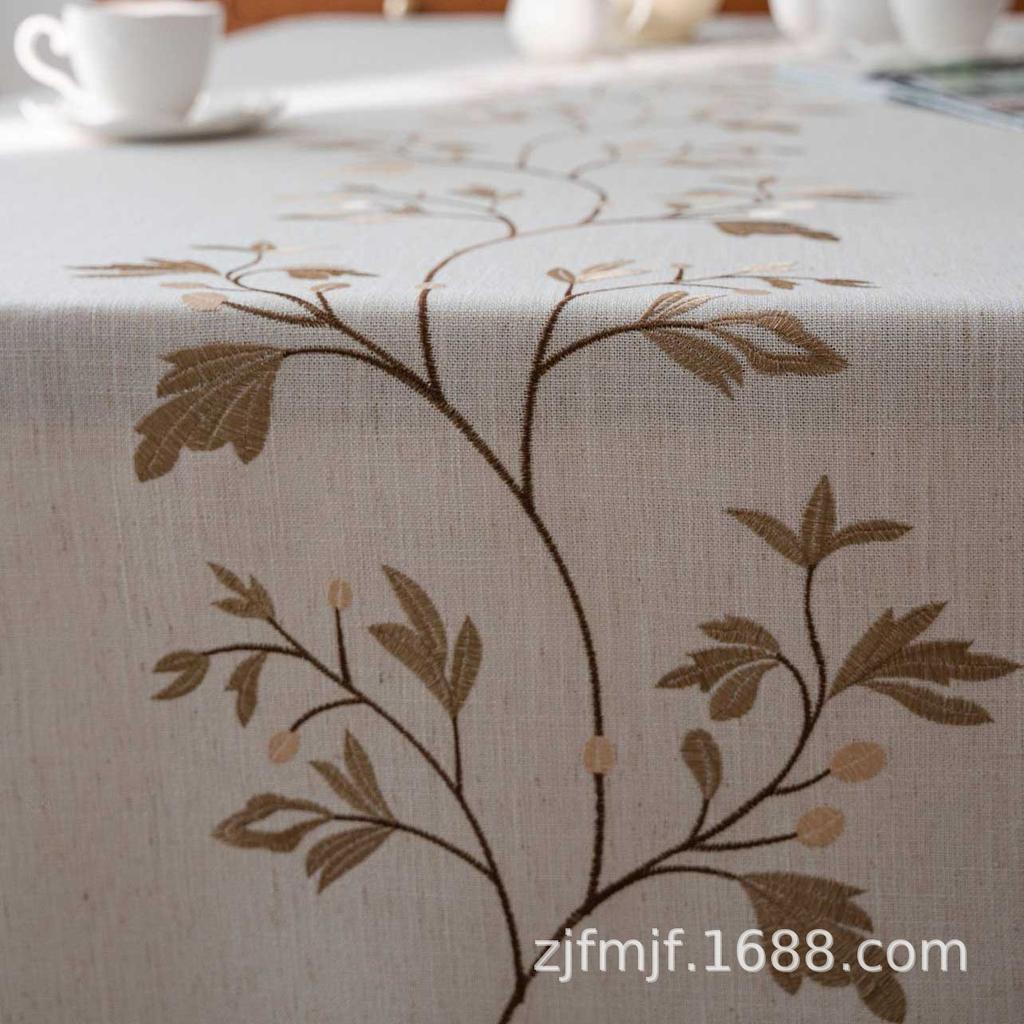 Cloth Dad Dining Table Cloth Flower Embroidery Tablecloth Knitted Jacquard Literary Dining Table Fabric Rectangle
