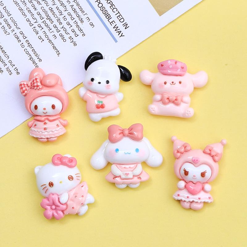 10Pcs Cartoon Bright Surface Animal Hug Flower Cat Resin Flat Back Scrapbook Diy Jewelry Hair Clips Ornament Accessories A4
