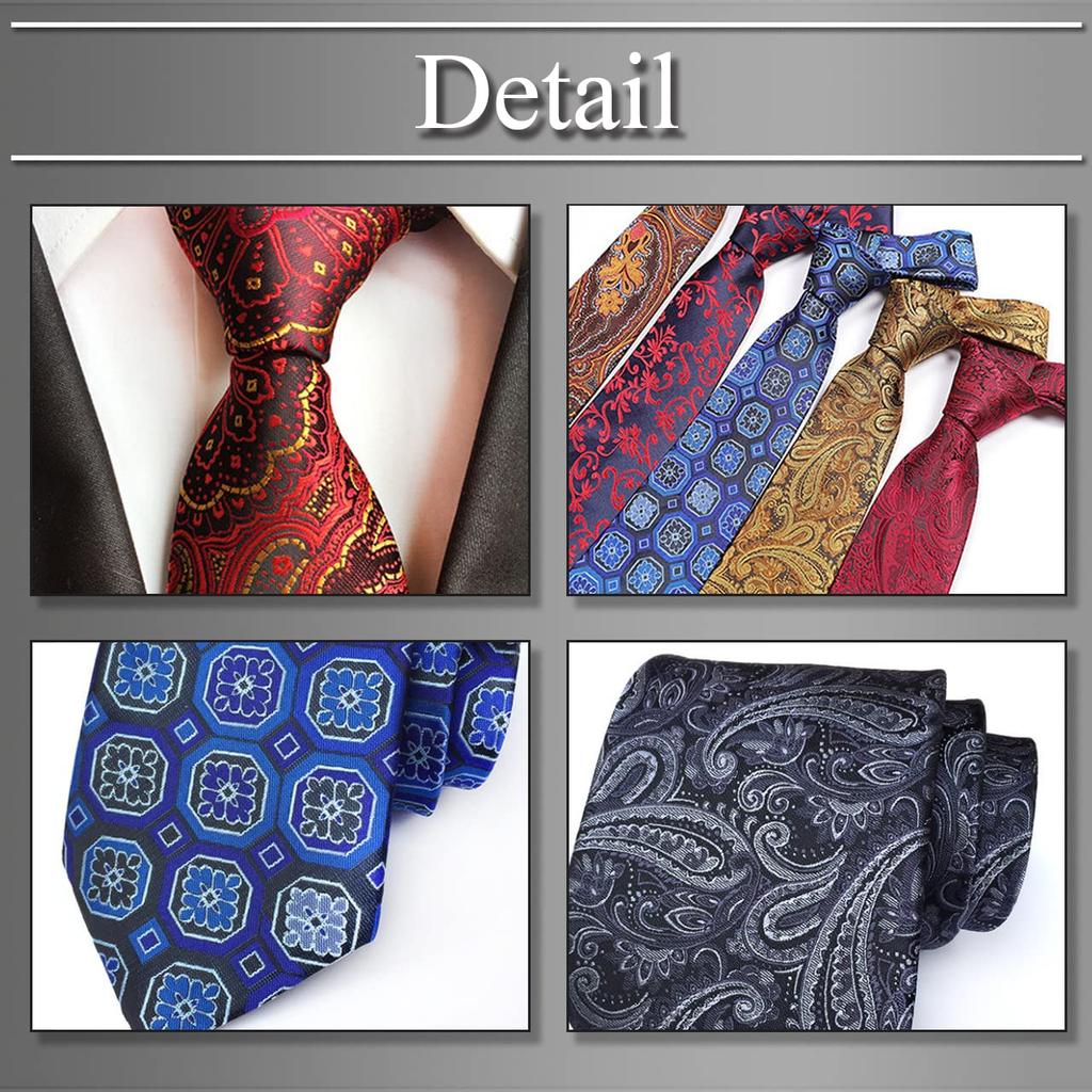 BUZZxSELECTION Men's Tie, Paisley Pattern, Casual & Stylish, Suitable for Suits and Business, NT009 (02 Blue)