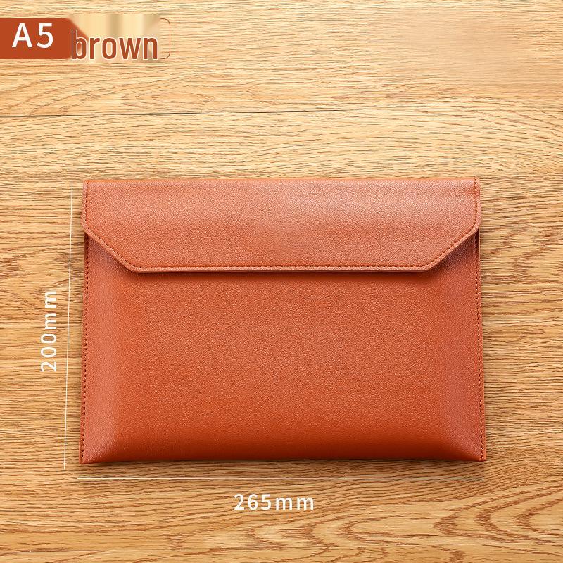 A4 Leather Korean Style Large Capacity Magnetic Snap File Folder