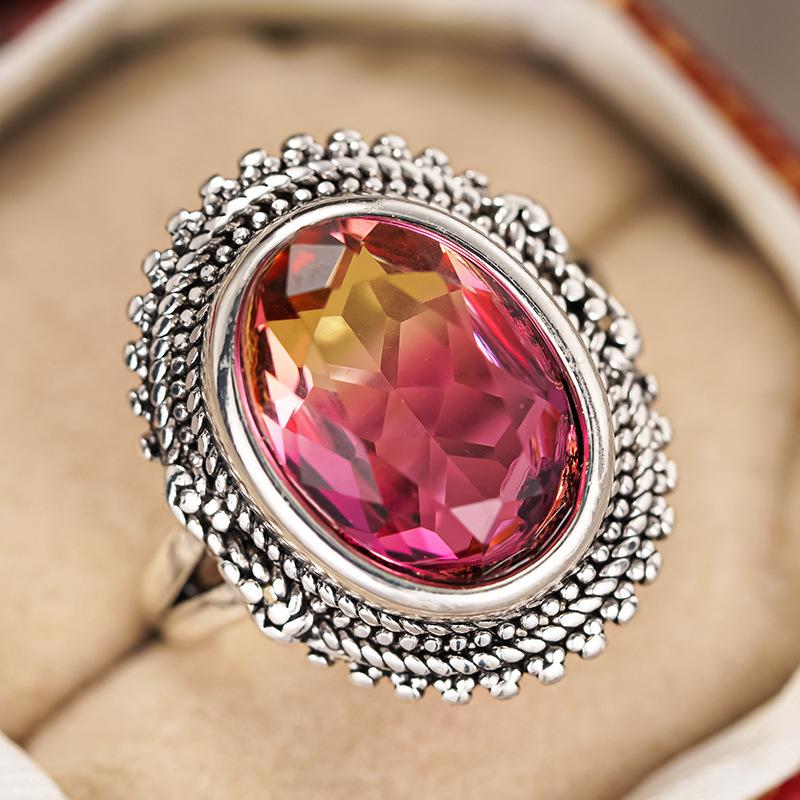 Sunset Sunset Exquisite Ring Women, Lolita Retro Sweet Accessories, European Light Luxury Ring