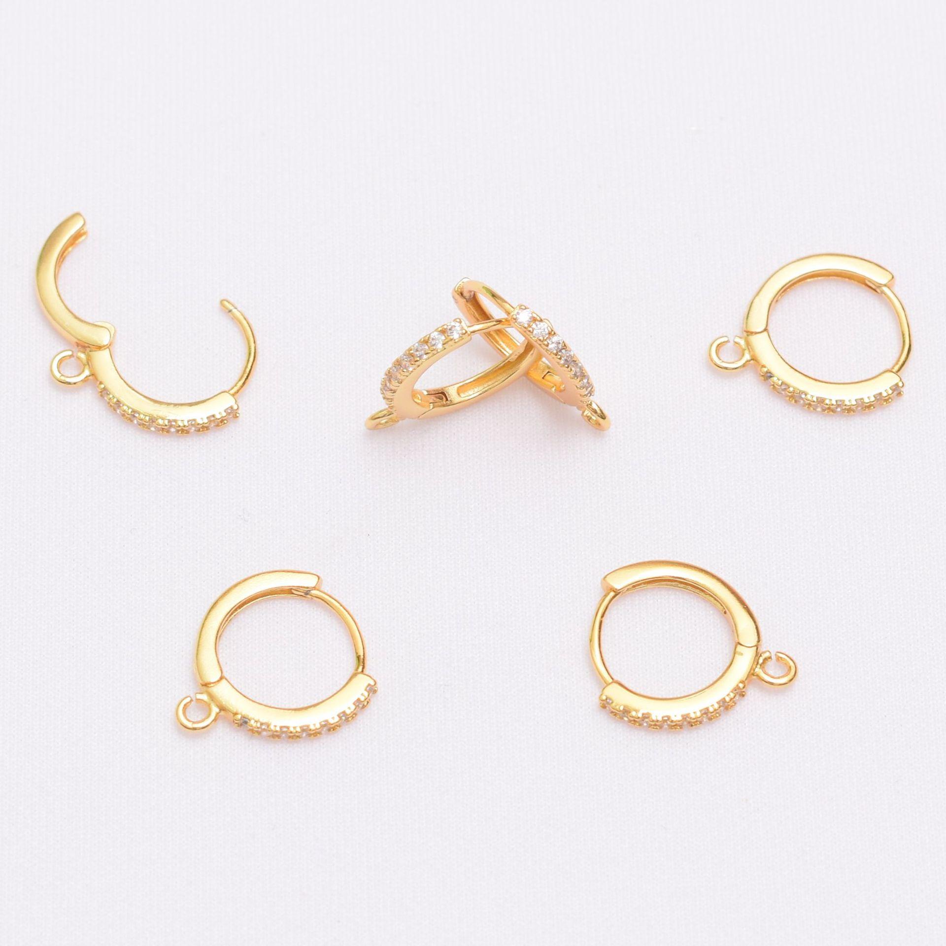 

10 круглих вушних пряжок із мікроінкрустацією 18-каратного золота, антиалергічних аксесуарів для вух, глянцевої вушної пряжки з сережками-підвісками.