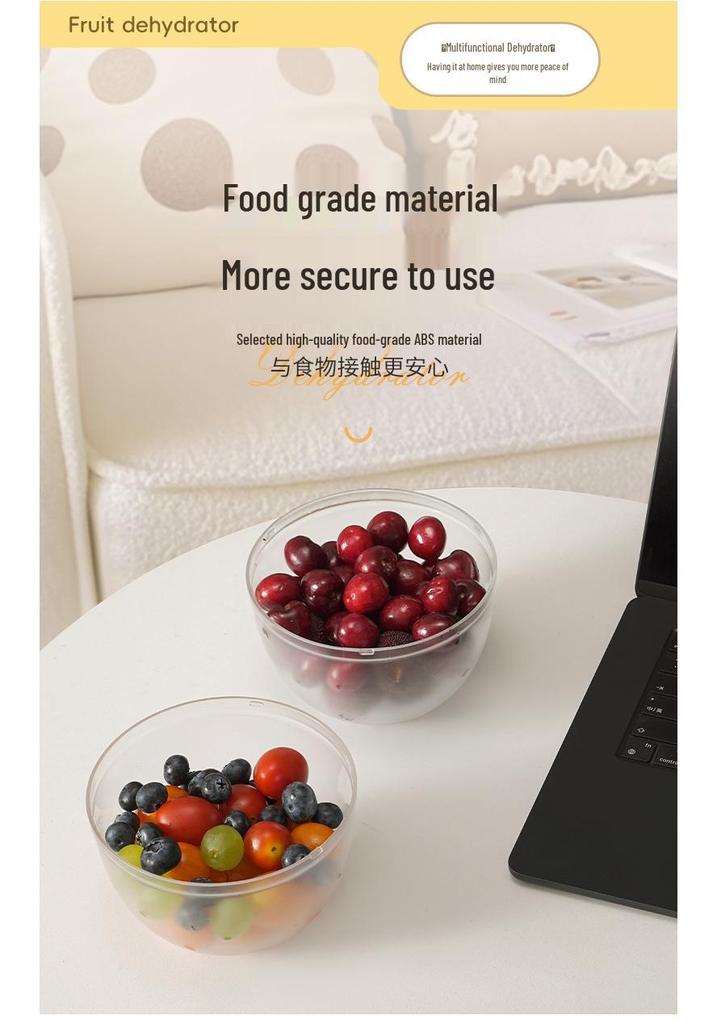 Household Dehydrator for Fruits & Vegetables: Manual Spin-Dry & Water-Draining Basket for Salads