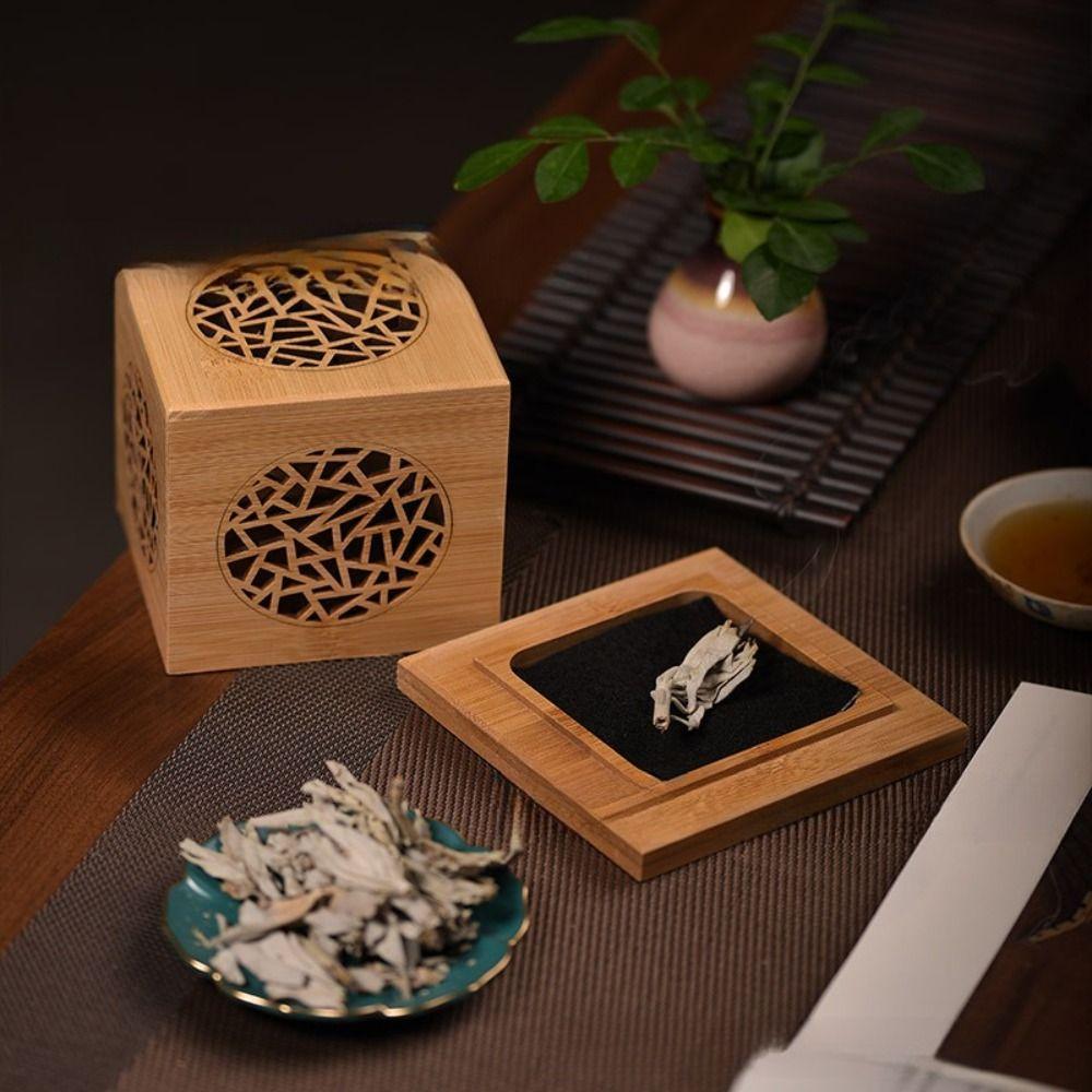 Bamboo Incense Burner Anti-Scald Mosquito Incense Rack Sage Incense Box  Office