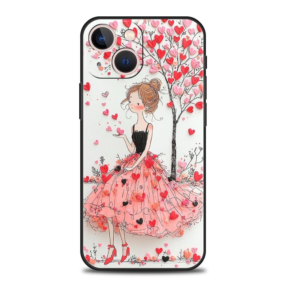 Cartoon Girl Phone Case Cover for iPhone 17 16 15 14 13 12 Pro Max 11 Pro Max 17 AIR Plus Shockproof Soft TPU Shell Fundas Capas