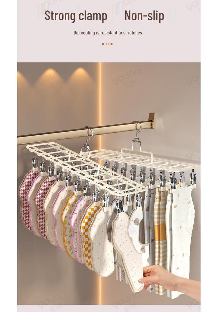 Stainless Steel Windproof Clothes Hanger: Multi-Clip Socks and Underwear Drying Rack for Balcony Use