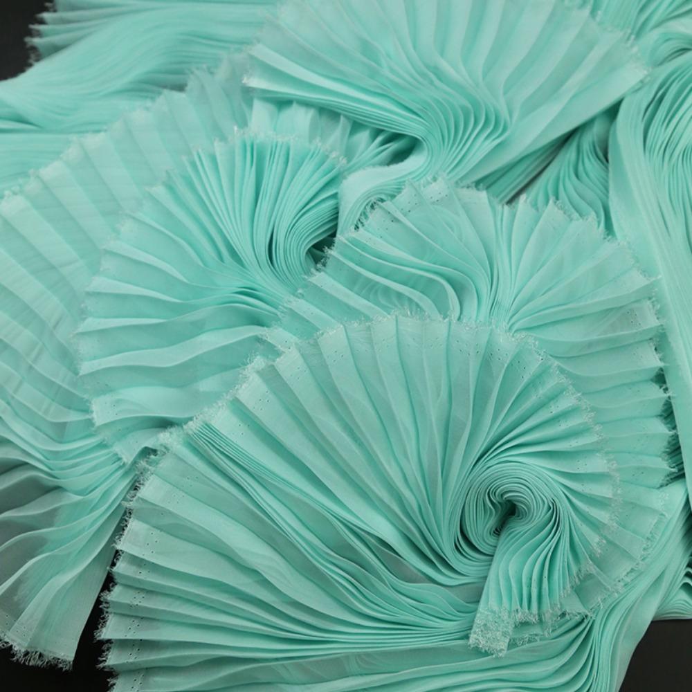 Light Chiffon Wrinkled Cloth Fabric 1 Yard DIY Material New Pleated Organza Fabric  Cloth Sewing