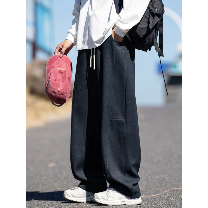 Wassup American Retro Deconstructed Scimitar Sweatpants for Men and Women, Autumn Drape Casual Pants, Heavyweight Wide-Leg Sports Trousers